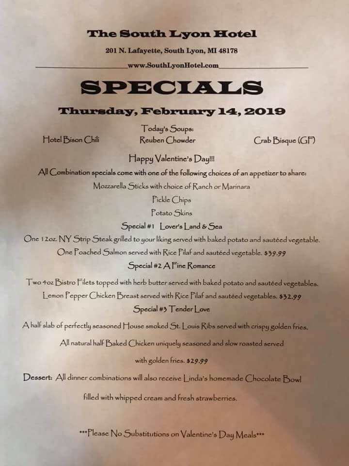 Valentine Specials Valentine Specials